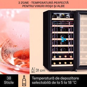 Klarstein Barossa 38 Uno frigider pentru vin 1 zonă 94 L 38 sticle ecran tactil
