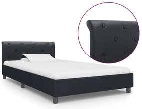 vidaXL Cadru de pat, negru, 90 x 200 cm, piele ecologică