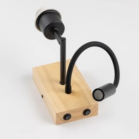 Veioză LED flexibilă Brilagi NUBILA WOOD 1xE27/25W/230V + LED/3W stejar/negru