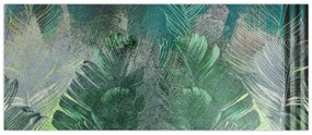 Tablou - Textura de beton cu frunze (120x50 cm)