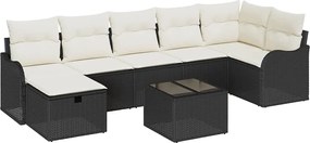 vidaXL Set de canapele pentru grădină cu pernă 8 pcs Negru Rattan poli