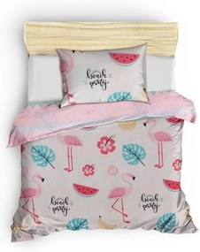 Lenjerie de pat pentru copii albă-roz pentru pat de o persoană 140x200 cm Kokteyl – Mijolnir