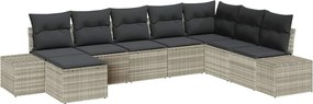 vidaXL Set de canapele pentru grădină 8 pcs Gri deschis poliratan