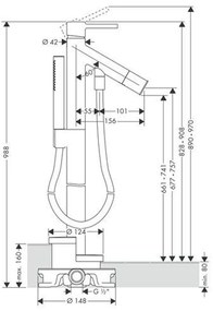 Baterie cada freestanding crom lucios Hansgrohe Axor Starck