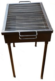 Gratar de Gradina Traditional din Fier , Realizat Manual, picioare detasabile, 60 X 40 X 71 CM, Tabla 2 mm,sarma grill 8mm, Negru