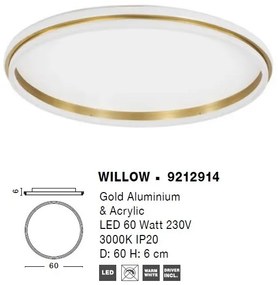 Lustra/Plafoniera LED design modern WILLOW Gold 60cm