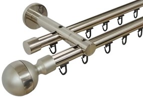 Galerie dubla teava profil james ,prindere perete 19/19 inox (Alege marime: 280 cm)
