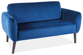 Canapea Elsa Velvet, doua locuri, albastru/negru