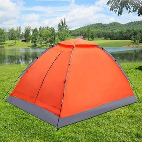 Cort camping (200 x 140 x 100 cm), Spațiu 2 Persoane, cu Fixare anti-vânt, Material impermeabil (Oxford), Acoperiș dublu, Plasă anti-insecte și Protecție solară (UPF50+)