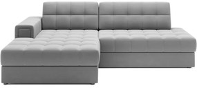Colțar gri extensibil cu tapițerie din catifea (cu colț pe partea stângă/cu șezlong) Blezalt – ELTAP