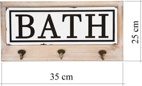 Cuier pentru prosoape cu 3 agatatori Bath Homs 35 x 25 cm, maro rustik