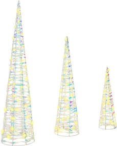 vidaXL Brad de Crăciun cu 90 LED 3 pcs Alb cald 20 x 20 x 80 cm PET