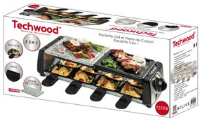 Gratar raclette Techwood TRGP-896, 1200W, Termostat, 8 mini raclette, Protectie dubla, Negru