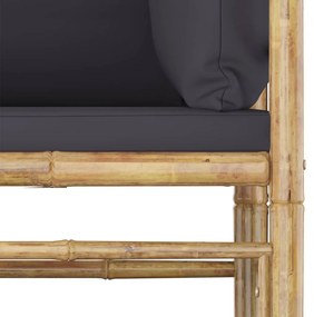 Set mobilier de gradina, 2 piese, perne gri inchis, bambus Morke gra, Canapea de colt (2 buc.), 1