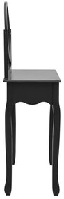 Masa toaleta cu taburet negru 65x36x128 cm lemn paulownia MDF Negru