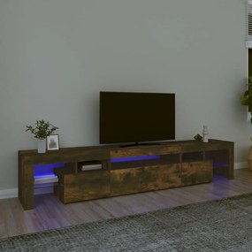 3152799 vidaXL Comodă TV cu lumini LED, stejar fumuriu, 215x36,5x40 cm
