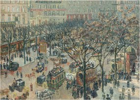 Tablou pe sticlă - Camille Pissarro, Boulevard des Italiens, Morning, Sunlight, reproducere (70x50 cm)