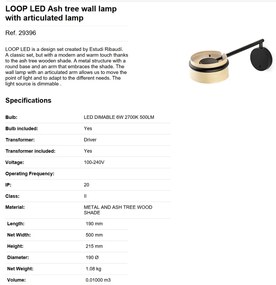 Aplica perete LED dimabila design deosebit LOOP frasin 29396