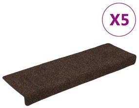 vidaXL Covorașe autoadezive pentru scări, 15 buc., 65x21x4 cm, maro, cu margini dreptunghiulare