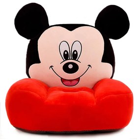 Fotoliu din plus pentru bebelușs cu spatar, Mickey Mouse, 50 cm, Rosu, FPS-19