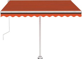 vidaXL Copertină autonomă retractabilă automat, oranj&maro 350x250 cm