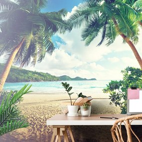 Fototapet apus de soare pe insula Seychelles