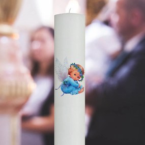 Lumanare Botez Ingeras Albastru 7 cm, 60 cm