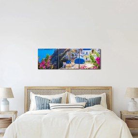 Tablou - Santorini, Grecia (cu ceas) (90x30 cm)