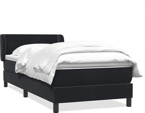 vidaXL Pat box spring cu saltea, negru, 80x220 cm, catifea