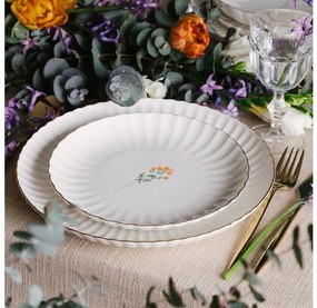 Set veselă 27 piese, porțelan, alb/auriu