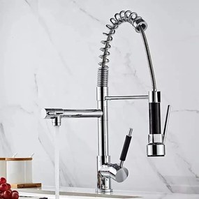Baterie Bucătărie cu Duș Extractibil, Inox și Alamă Crom, Model YD/201 – Soluție Ideală pentru Flexibilitate și Design Elegant în