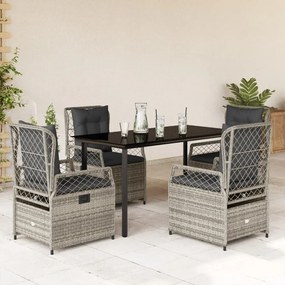 vidaXL Set mobilier de grădină cu perne, 5 piese, gri, poliratan