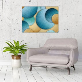 Tablou pe sticlă cu abstracție cercuri (70x50 cm)