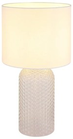 Lampa de masa cu baza din sticla abajur textil SOFIA alba