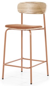 Scaun de bar Skoladin lemn de frasin teracota 95 cm