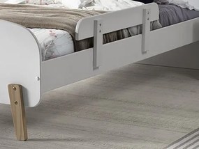 Set Mobilier Kiddy pentru Camera Copii – Pat 90x200 cm, Noptieră, Bară Siguranță &amp; Cutie Jucării – Alb – Vipack
