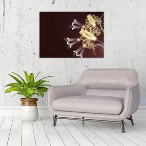 Tablou pe sticlă - Flori strălucitoare (70x50 cm)