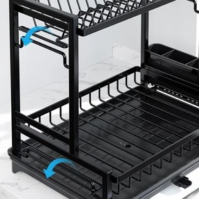 Uscător de vase, cu 2 niveluri, Ecarla, 42×30×38 cm, SU06CZ