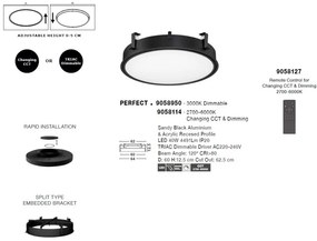 Plafoniera LED incastrabila reglabila PERFECT 60cm negru 3000K Dimmable