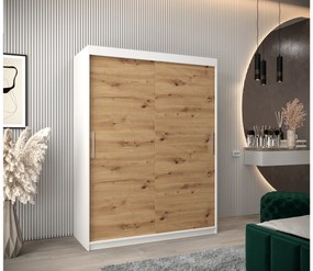 Dulap de haine 150 cm Toki (alb mat + stejar artisan). 1064819