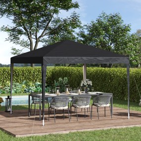 Outsunny Pavilion, 2,95 x 2,95 m pavilion pop-up pliant, pavilion de grădină, cort petrecere, protecție UV, oțel+material Oxford, Negru | Aosom Romania