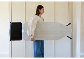Masa de calcat Brabantia C 1008896, 124x45 cm, 7 pozitii de reglare, Suport generator de abur, Gri deschis