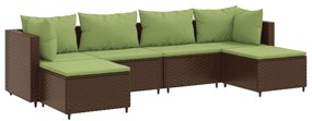 3308246 vidaXL Set mobilier de grădină cu perne, 6 piese, maro, poliratan