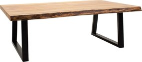 Masuta De Cafea Melora Lemn Masiv De Salcam Grosime 3.7-4cm Nuanta Naturala Cu Negru Picioare Metalice 115x60x45 Cm