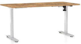 Masă înălțime reglabilă OfficeTech A, 160 x 80 cm, picioare albe, stejar auriu