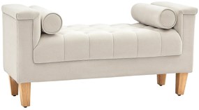 HOMCOM Bancă de tapitat, design vintage, 2 perne, chenille, 115 x 44 x 58 cm, Bej | Aosom Romania