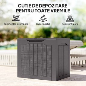 Outsunny Cufăr de Grădină cu Mânere, Container Unelte Impermeabil, 56x41x50 cm, Maro | Aosom Romania