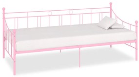 Cadru pat de zi, roz, 90 x 200 cm, metal Roz, 90 x 200 cm