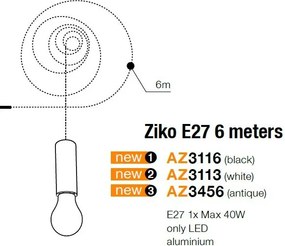 Accesoriu/ Cablu 6 metri cu dulie Ziko antique ZZ AZ3456