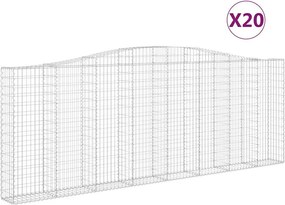 vidaXL Coșuri gabion arcuite 20 buc. 400x30x140/160 cm fier galvanizat